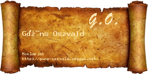 Güns Oszvald névjegykártya